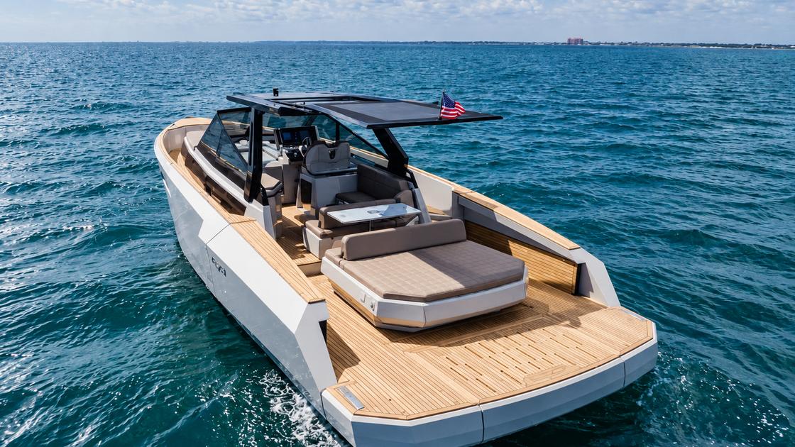 2023 Evo Yachts R4, aft deck and cockpit