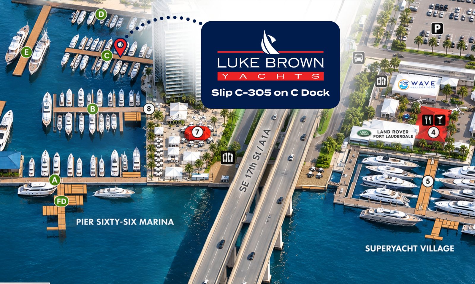 Pier Sixty-Six Marina show map showing slip C-305 on C Dock